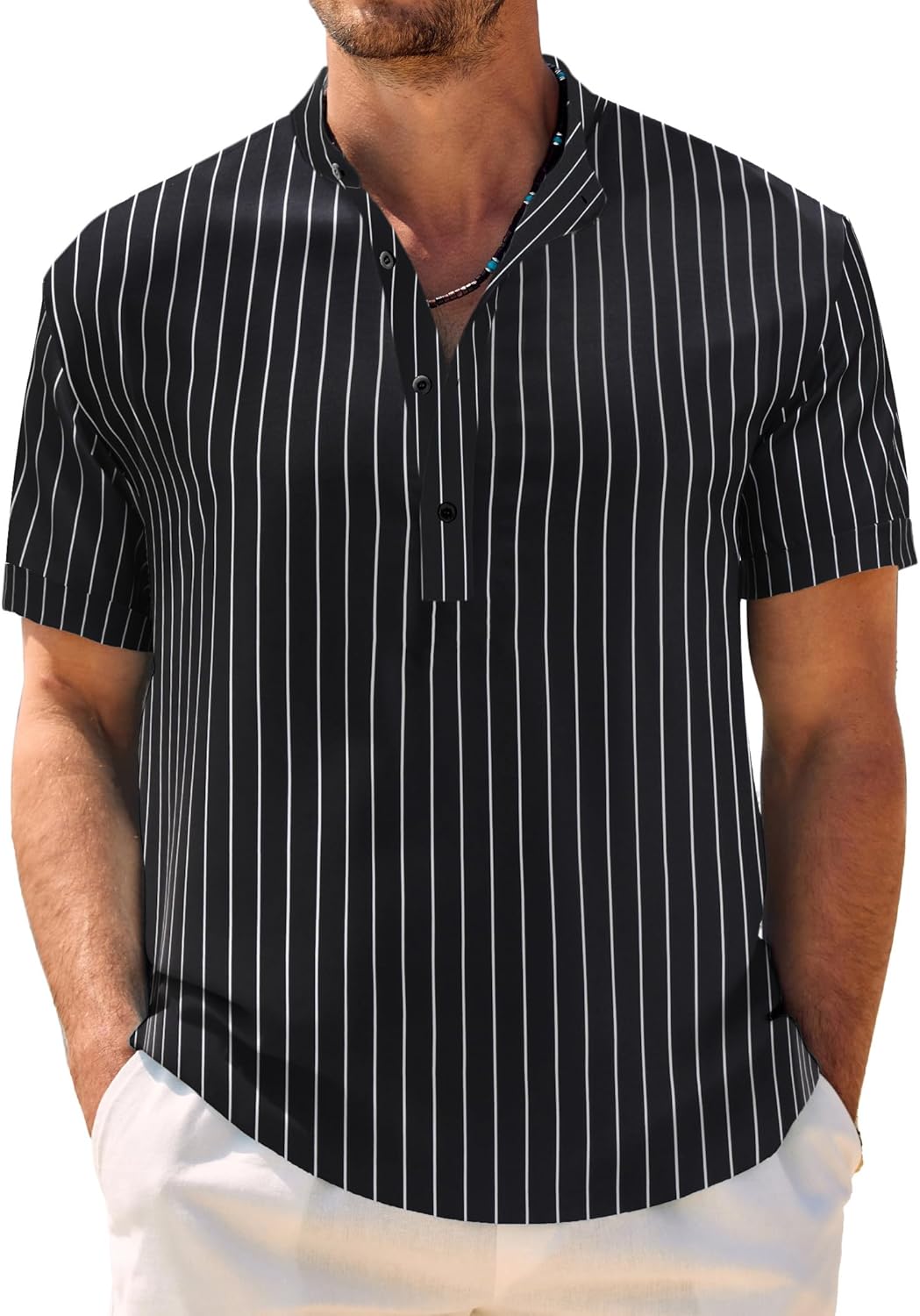 COOFANDY Men's Casual Henley Shirt for Summer Beach Style