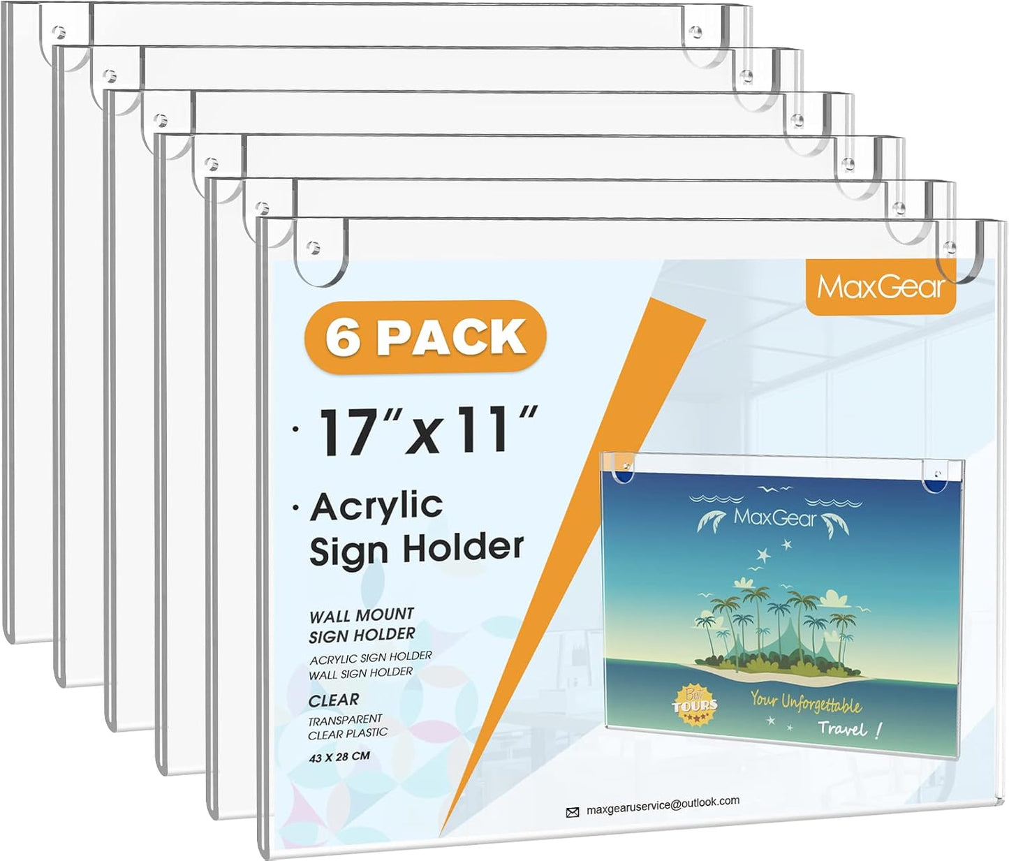 MaxGear Acrylic Sign Holder 11 x 17 Inch for Home and Office