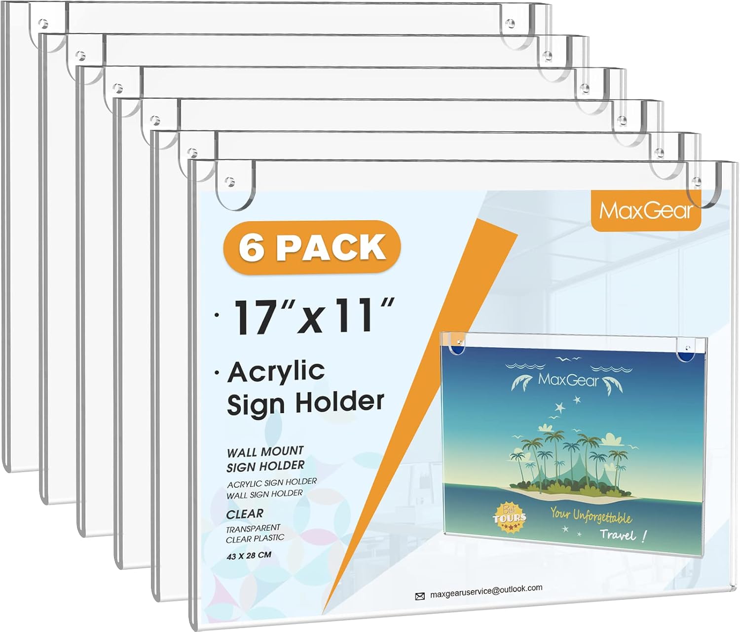 MaxGear Acrylic Sign Holder 11 x 17 Inch for Home and Office