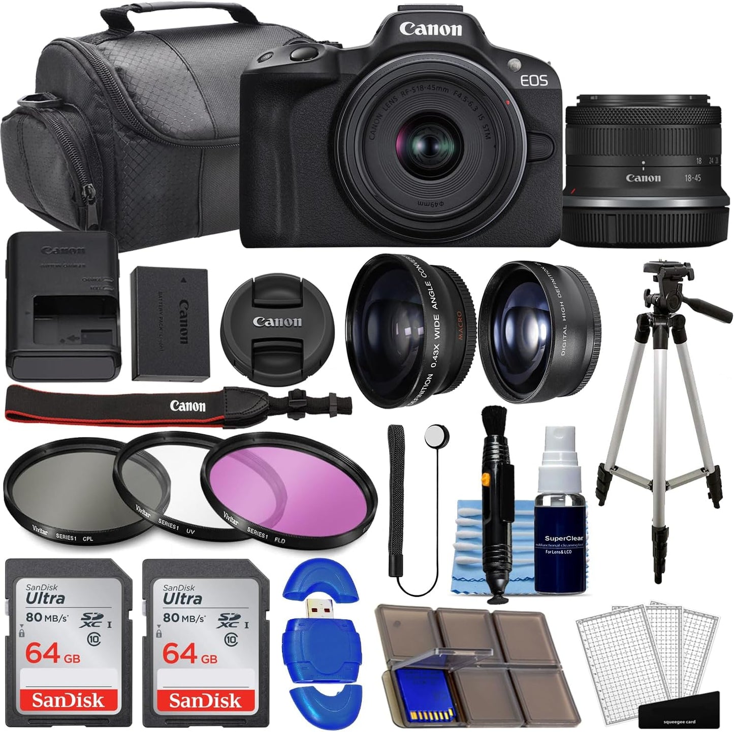Canon EOS R50 Mirrorless Camera Bundle with 39pc Accessories