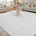 Rugs for Living Room 8x10 Shag Rug White - Plush 1.8in Pile