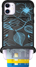 iPhone 11 Case with Card Holder Blue Hibiscus - Wingmate