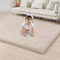 Baby Play Mat 1.3 in Thick Memory Foam Playmat - Soft, Non-Slip Beige