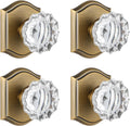 4 Pack Crystal Glass Dummy Door Knob Set - Antique Brass pulls