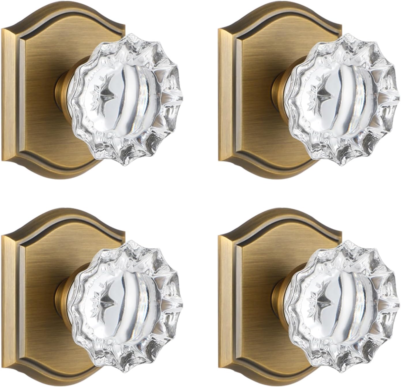 4 Pack Crystal Glass Dummy Door Knob Set for Interior Doors