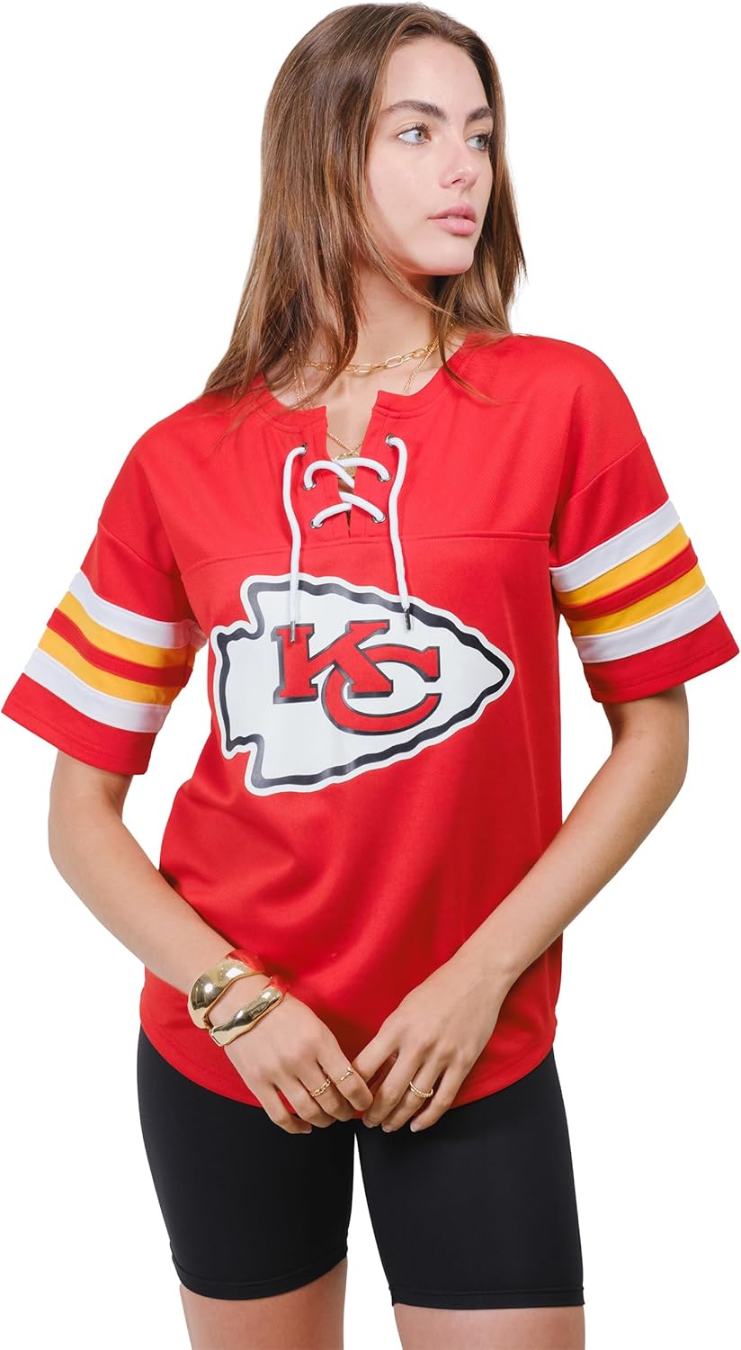 Ultra Game Women's NFL Official Lace Up Tee Shirt Review