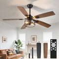 52 in Rustic Caged Ceiling Fan with Lights - Dual Finish Blades