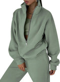 Himosyber Women Sweatsuit Half Zip Fleece 2 Piece Joggers Set