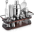 Cocktail Shaker Set Bartender Kit with Stand - Complete 24-Piece Bar