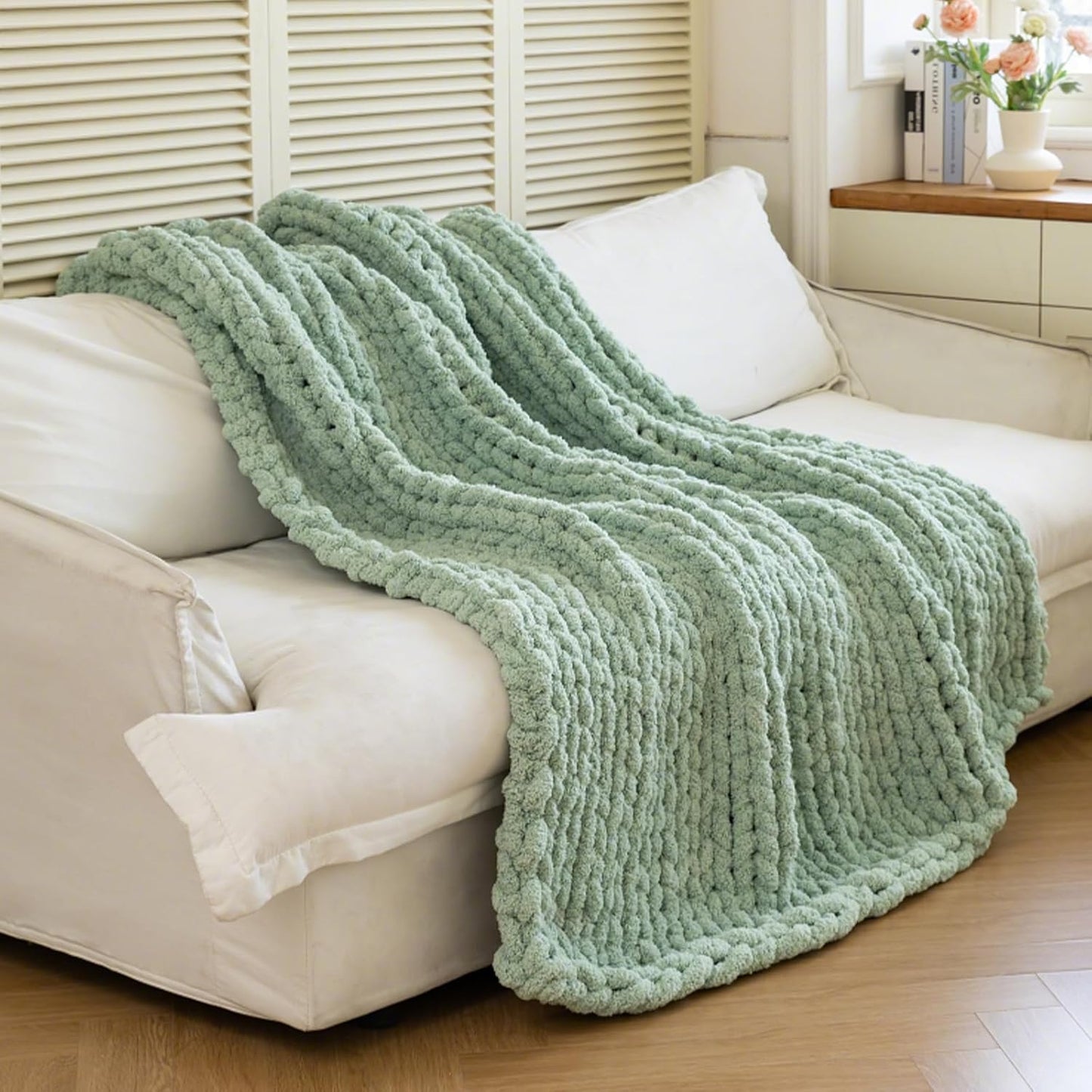 Chunky Knit Blanket - Luxury Soft Cozy 50in x 60in Throw