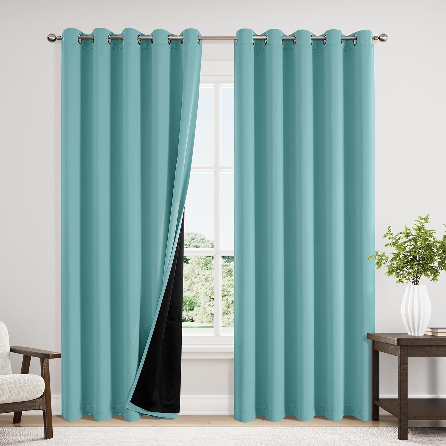 ChrisDowa 100% Blackout Curtains for Bedroom, 84 inch Long