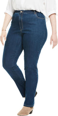 Plus Size Straight-Leg Stretch Denim Five-Pocket Jeans