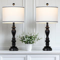 28 in Set of 2 Farmhouse Table Lamps with USB Ports and Outlets