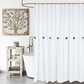 Farmhouse Shower Curtain White Cloth Button Curtain - Rustic Linen