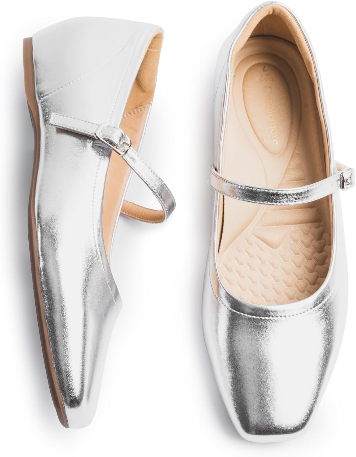 Mary Jane Flat Shoes with Arch Support and Hidden Wedge Heel