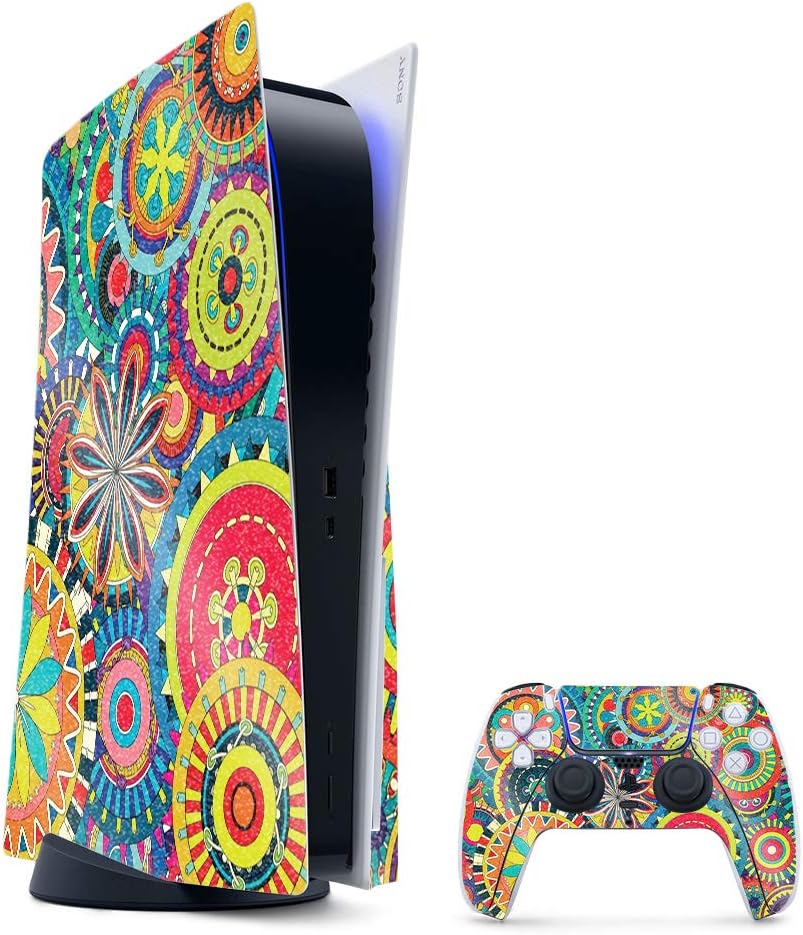 MightySkins Glossy Glitter Gaming Skin for PS5 - Flower Wheels