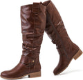 Women's Slouchy Knee High Boots Comfortable Wide Calf Platform Flat as