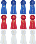 MTLEE 24 Piece Award Ribbons Set - Classic Blue Red White Prizes