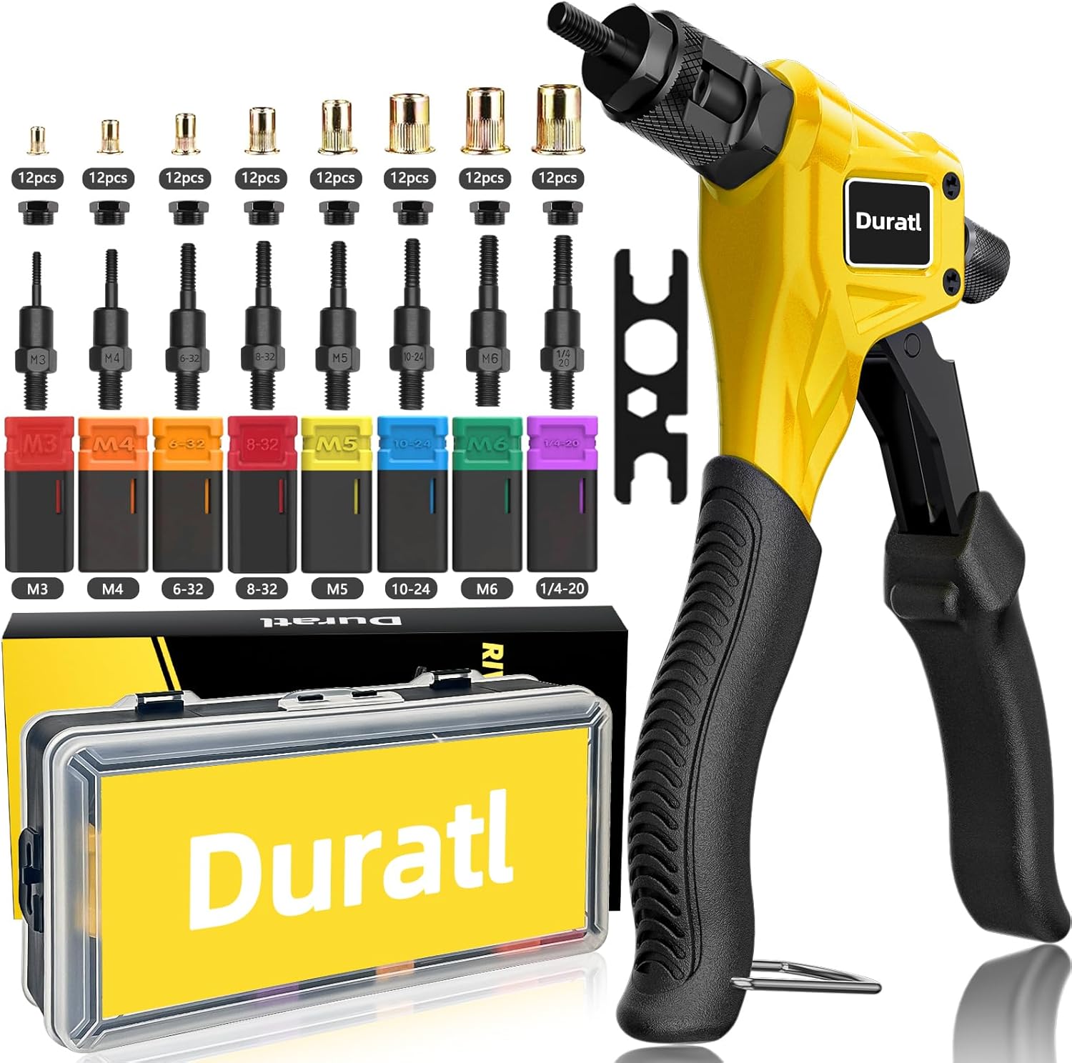 Rivet Nut Tool Kit for Tight Spaces with 96pcs Rivnuts Included