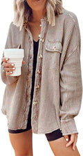 Oversized Waffle Knit Shirt Women Fall Shacket - Cozy Layering Pick
