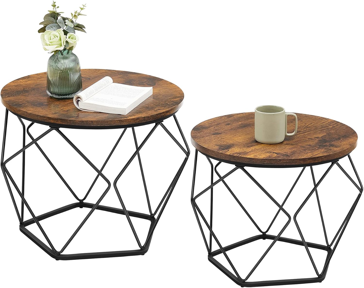 VASAGLE Set of 2 Round Coffee Tables - Stylish & Sturdy
