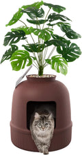 Hidden Cat Litter Box with Faux Plant - Odor Control, Roomy Enclosure