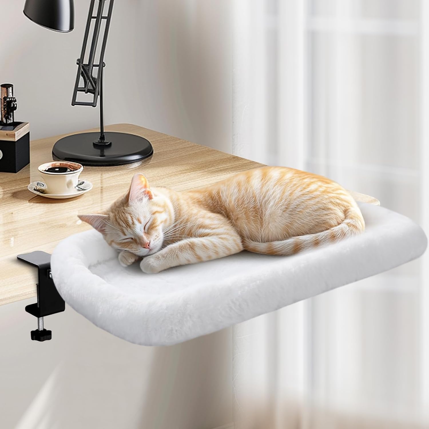 IPOW Heavy Duty Cat Desk Bed with Ultra-Plush Faux Fur Comfort