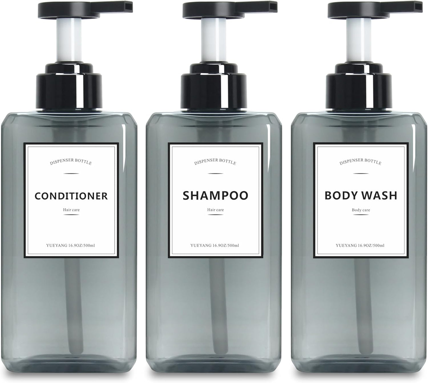 YUEYANG Grey Pump Soap Dispenser Trio - 16.9oz for Bathroom & Travel