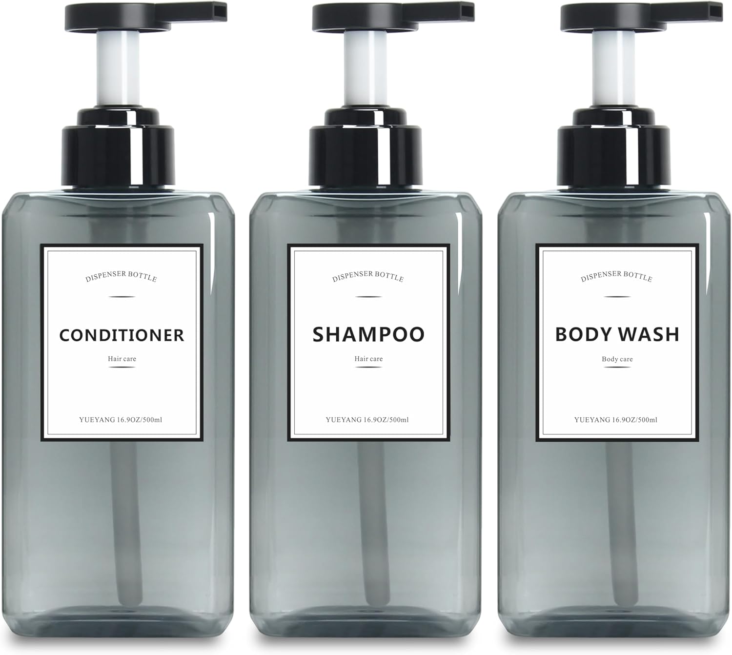 YUEYANG Grey Pump Soap Dispenser Trio - 16.9oz for Bathroom & Travel