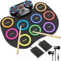 Electronic Drum Set 9 Pads with LED Lights and Bluetooth - Portable