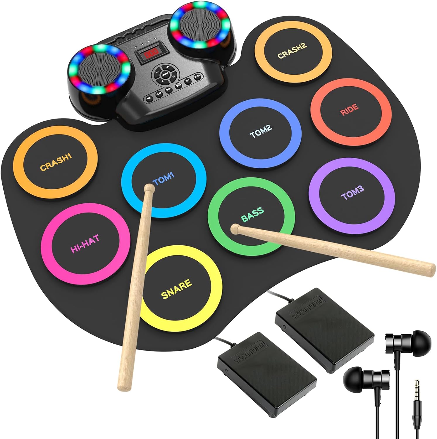 ROCKSOCKI Electronic Drum Set with LED Lights for Kids Fun