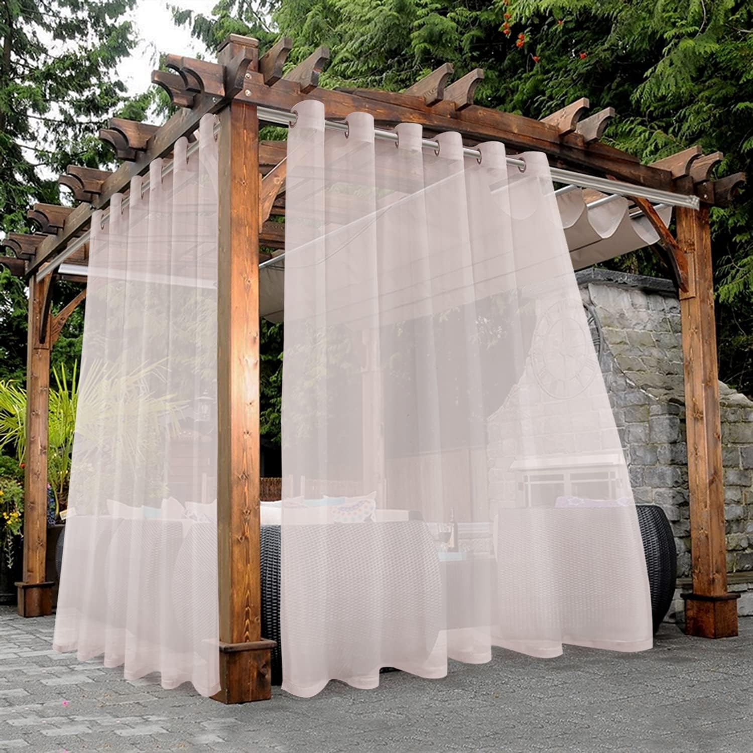 BONZER Sheer Outdoor Curtains for Patio - Elegant 100 x 84 in