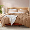 Twin Duvet Cover Set with Comforter Insert - Mocha Brown 3-Piece