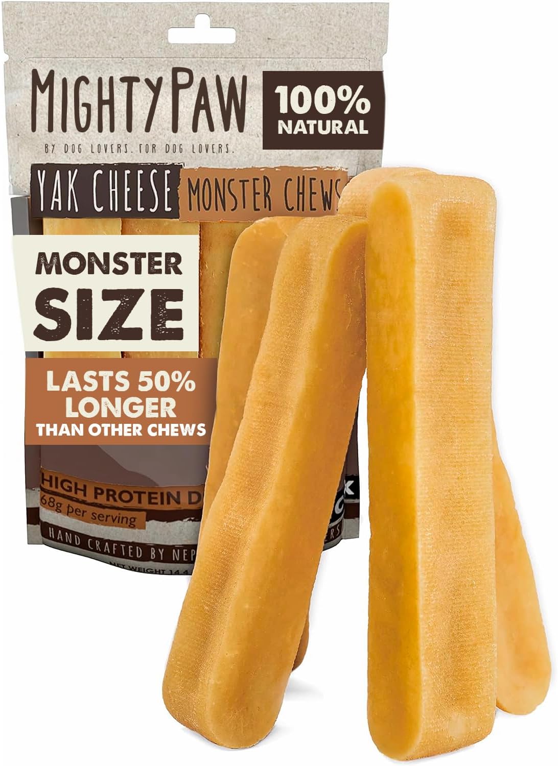 Mighty Paw Yak Cheese Dog Chews - All-Natural High Protein Treats