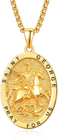 St. George Patron Saint Medal Necklace for Men - 925 Silver