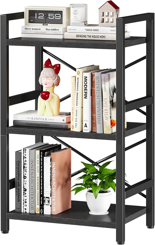 Homeiju 3 Tier Industrial Bookcase for Living Room and Office