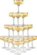 20 Pack Plastic Champagne Tower Coupe Glasses - Unbreakable 7oz Set