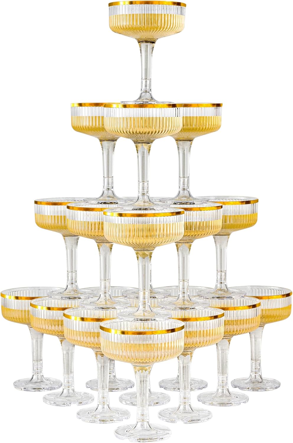 20 Pack Unbreakable Plastic Champagne Coupe Glasses for Parties