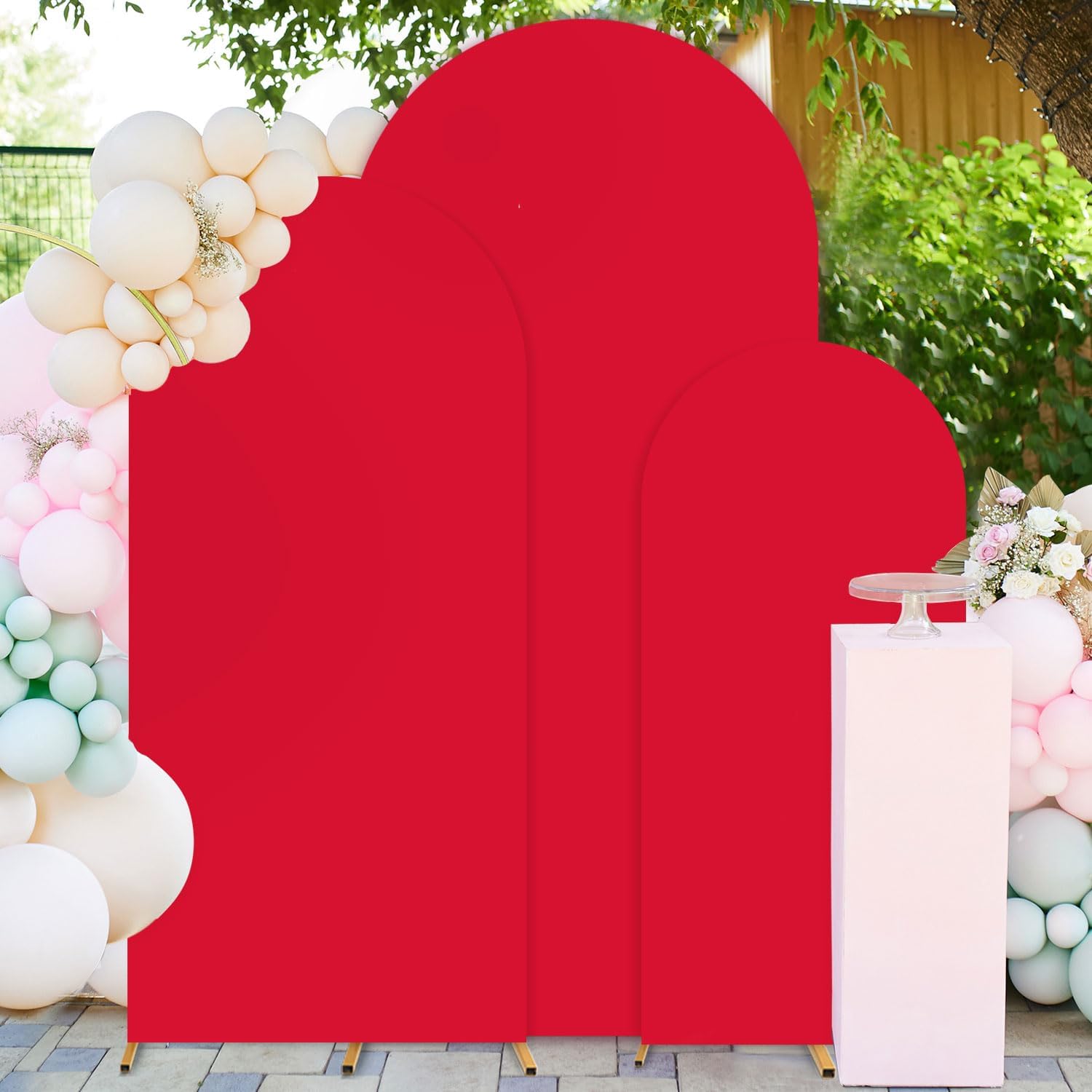 FUHSY Red Arch Cover Set of 3 for Elegant Wedding Backdrops