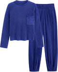 Two Piece Sweater Set for Women - Cozy High Waist Tracksuit Pullover