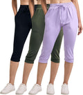 Women's Ultra Soft Capri Joggers 3-Pack - Comfortable (Style 7H8G)