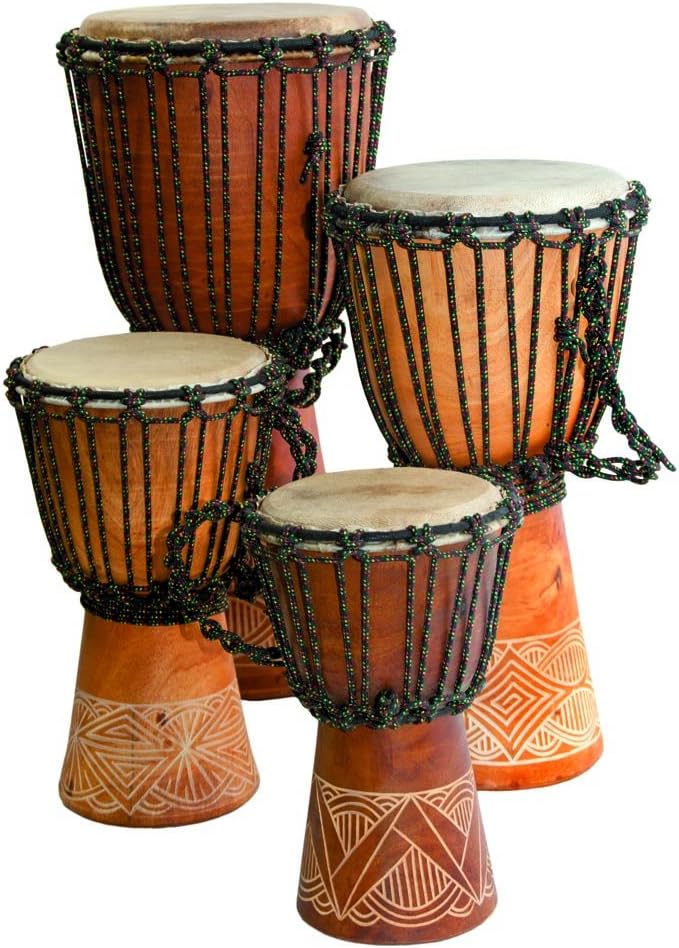 Djembe Beginner Carved 20in Tall 8.5-9.5in Head for All