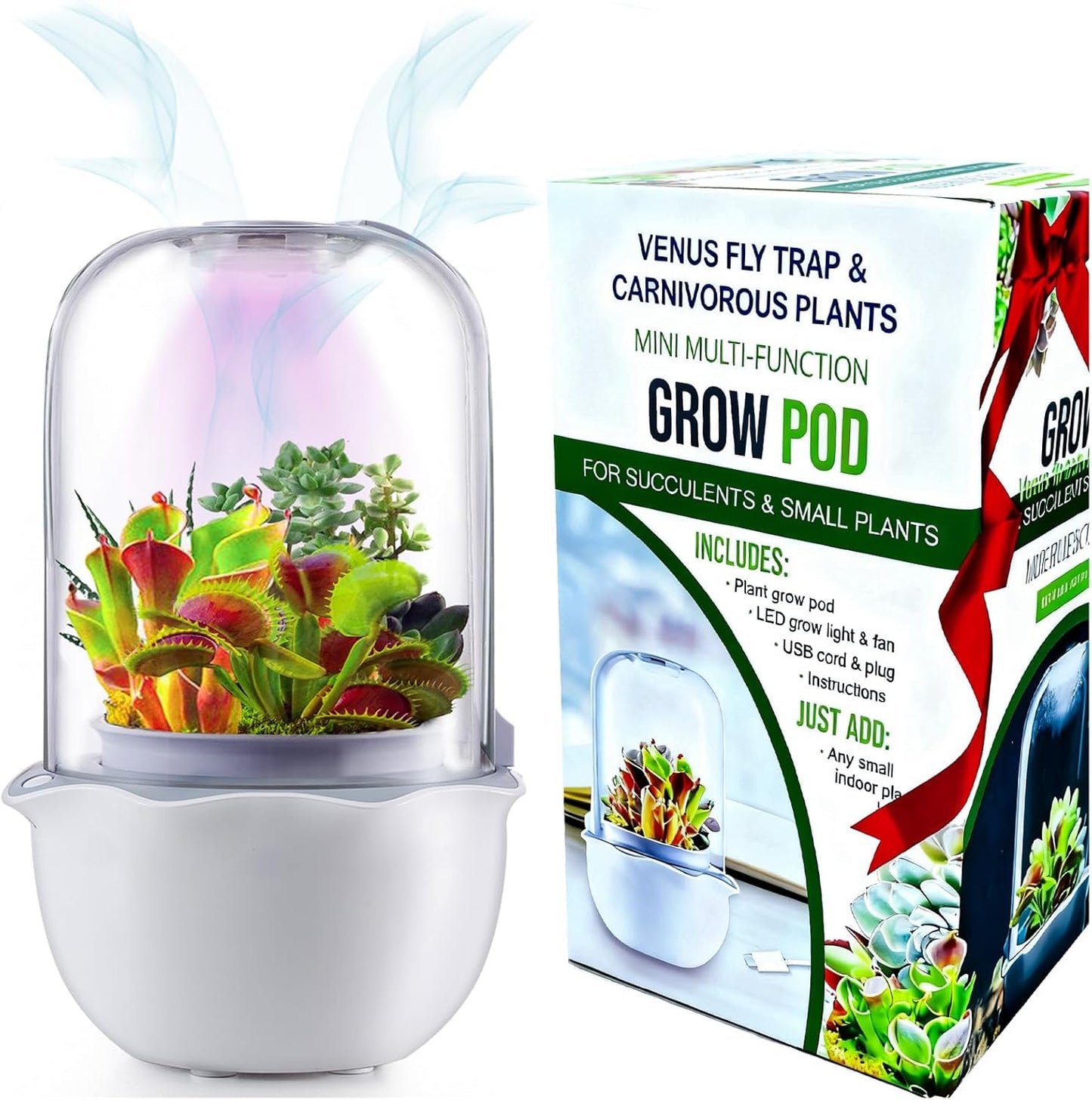 Smart Venus Fly Trap Terrarium Pot with Timer and Fan Features