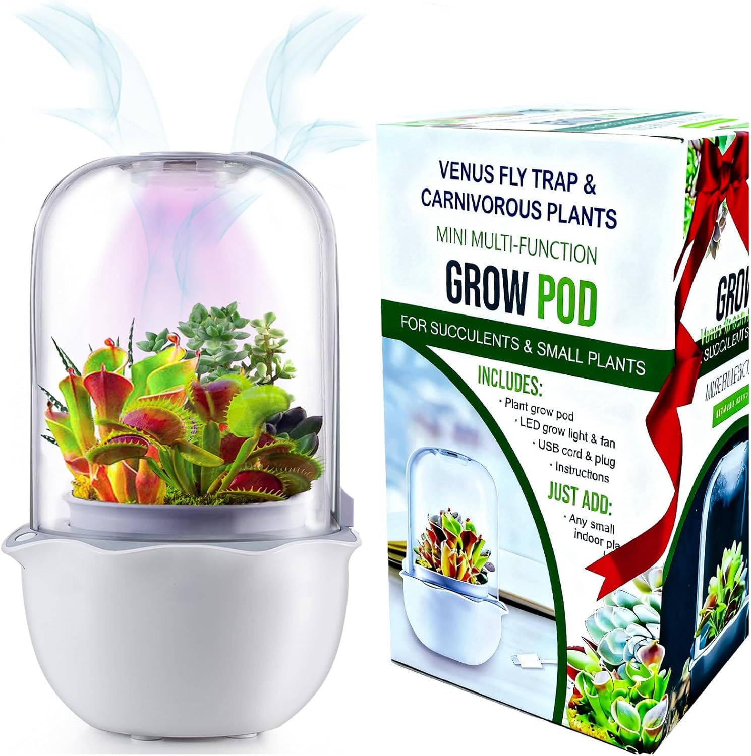 Smart Venus Fly Trap Terrarium Pot with Timer and Fan Features