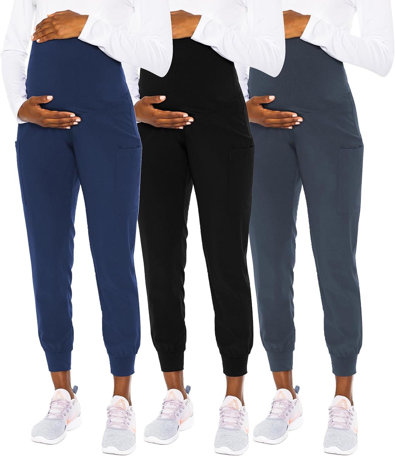 Maternity Jogger Scrub Pants with High Rise Waist and Pockets