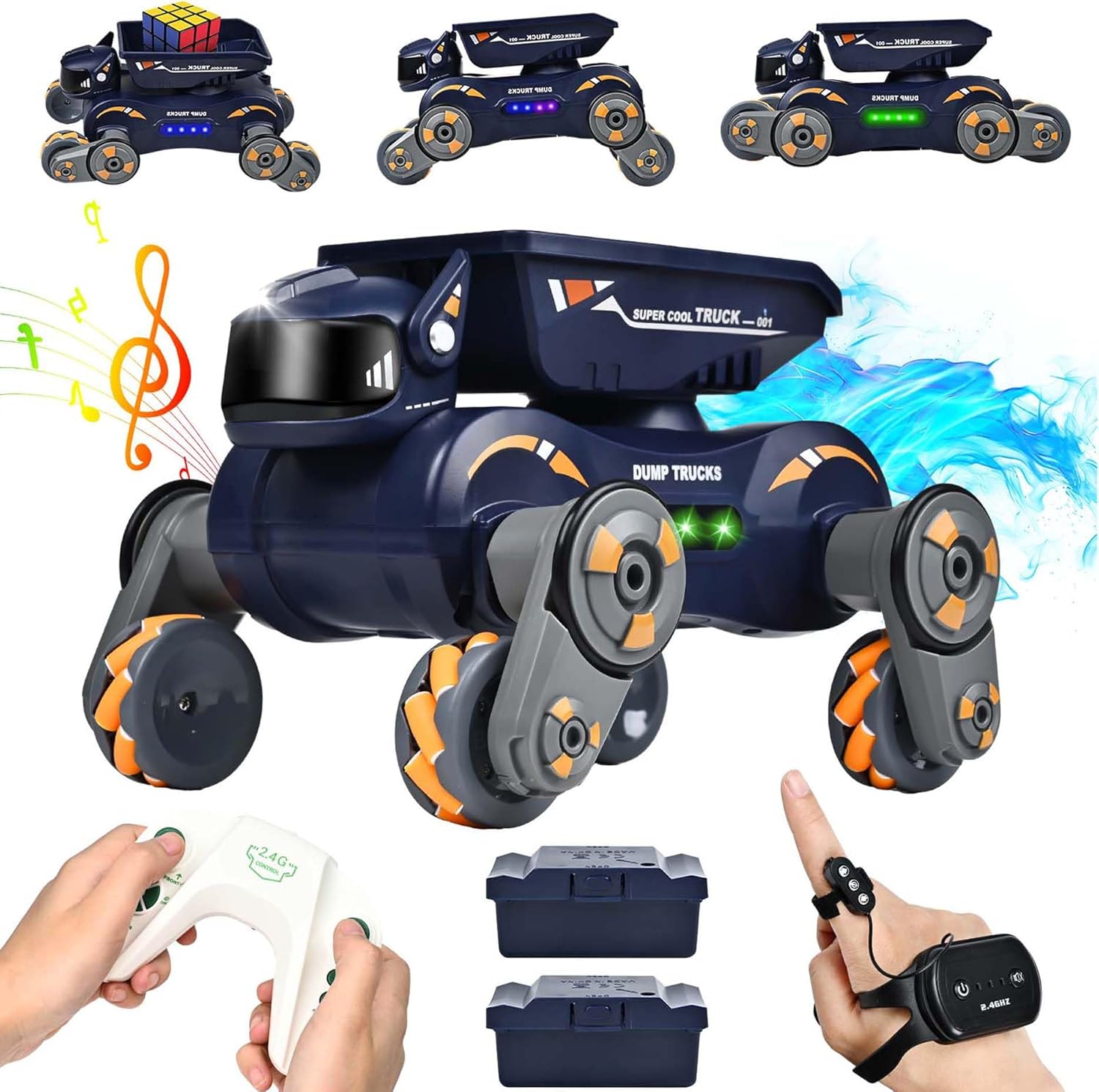Rechargeable RC Stunt Car for Kids: Light & Music, Gesture Sensing, Ages 5-12, Orange