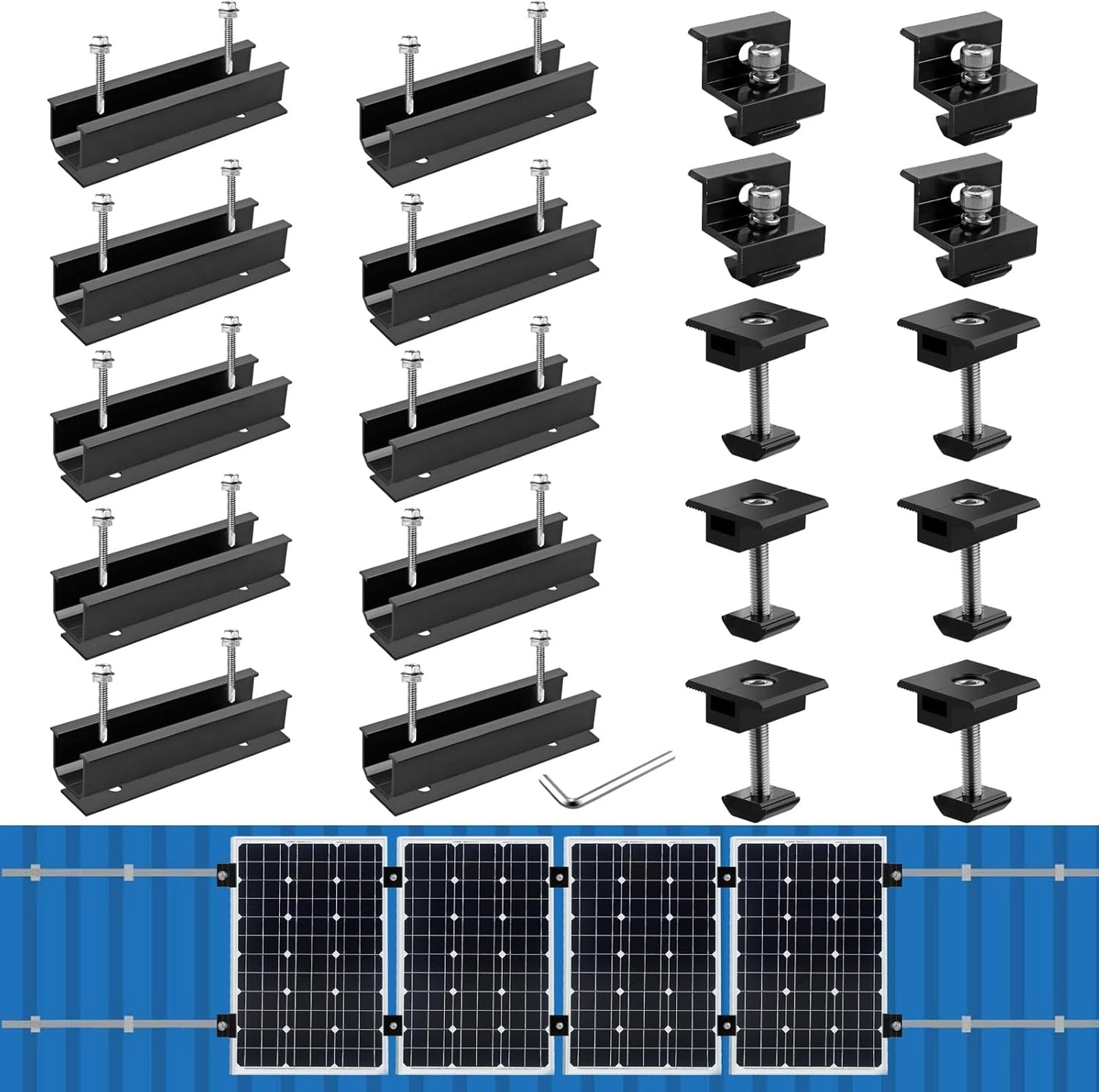 Solar Panel Mounting Brackets Kit for Roof, RV, and Boat