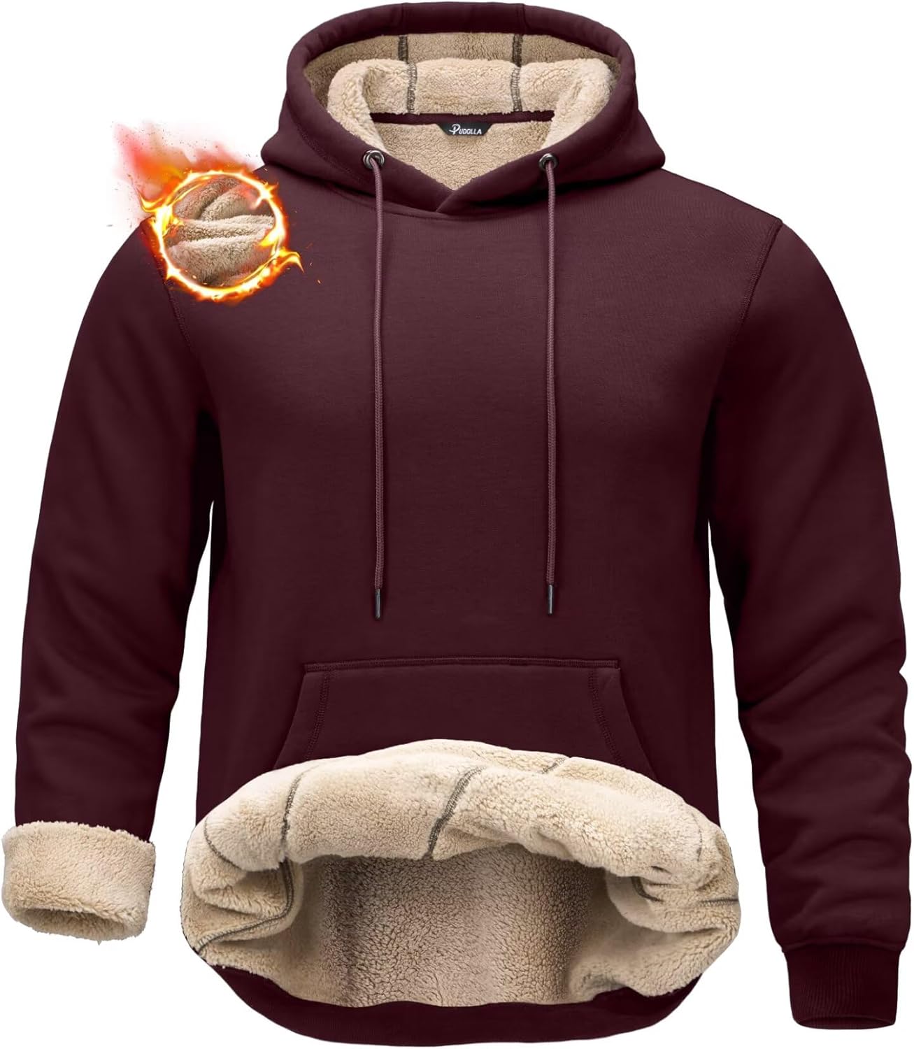 Pudolla Men's Sherpa Hoodie Pullover for Ultimate Warmth