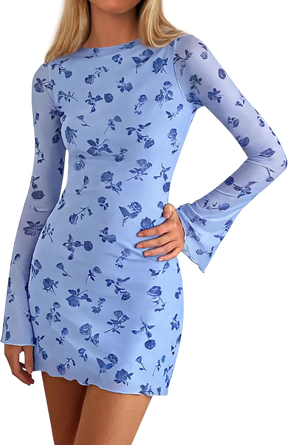 Floral Long Sleeve Mini Dress for Women - Perfect for Fall Events