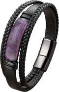 Men's Bracelet with Natural Stone Three-Row Leather Bracelet - Daily